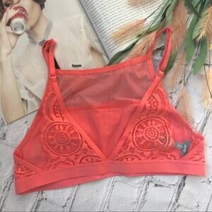 Aerie Lace High Neck Bralette Salmon & Orange Womens Size XS